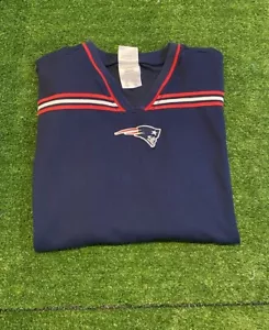 New England Patriots shirt mens extra large blue adidas vintage Y2K v neck L - Picture 1 of 11