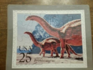 Neuheit Stempel Puzzle Postkarte Brontosaurus - Bild 1 von 1