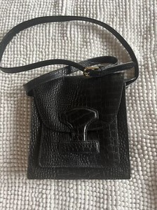 Edina Ronay Black Croc Leather Handbag 