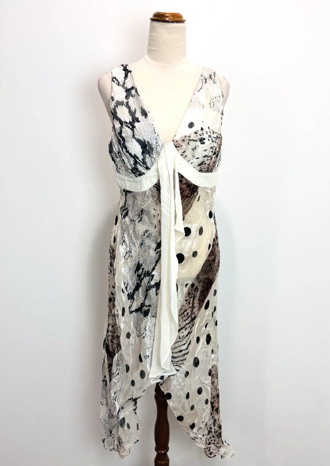 Blusa túnica Joseph Ribkoff para mujer 10 blanca estampado animal seda ocasión fiesta Foto 1 de 4