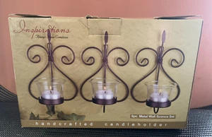 6 Piece Metal Wall Sconce Candle Holder Set - Scroll Design, New in Box - Picture 1 of 7