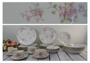 28 Piezas 7 Piezas 4 Plazas Ajuste "Ch Field Haviland Limoges GOA" Flores Rosas - Imagen 1 de 13