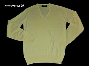PURITAN Vintage USA Mens Large Pullover Acrylic Yellow Knit V Neck Sweater  - Picture 1 of 8