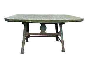 Outdoor Stone Antique Garden Table Top on Cast Iron Base - York Stone - UKAA