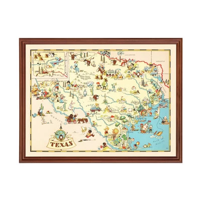 Old Map of Texas 1935 - Vintage Texas Art - Image 1 of 4