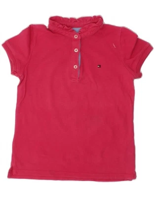 TOMMY HILFIGER Girls Polo Shirt 4-5 Years Pink Cotton LA24 - Image 1 of 3
