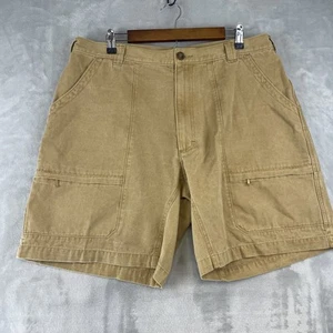 Woolrich Canvas Cargo Shorts Men's Sz 38 Tan Saddle Zip Pockets - Picture 1 of 13
