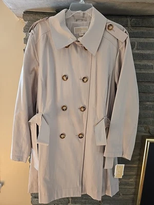 NUEVO CON ETIQUETAS Michael Kors Talla Grande Cinturón Botón Lluvia Abrigo Masilla Talla 2x Doble Pecho Foto 1 de 4