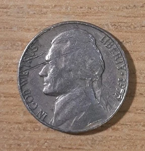 1955-D THOMAS JEFFERSON NICKEL FIVE CENTS DENVER AMERICA USA MM3 - Picture 1 of 2