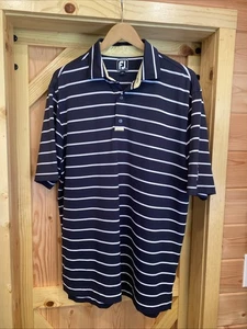 FootJoy Polo Shirt Mens XL Navy White Stripe On Sleeve -Vail Golf Club Colorado - Picture 1 of 8