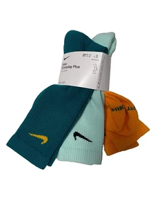 Nike Socks Mens Large Dri FIT Cushioned Crew 3 Pairs Teal Jade Sundial - Picture 1 of 7