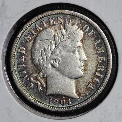 1904 Barber Silver Dime CHOICE AU TONED E201 RNW Cover
