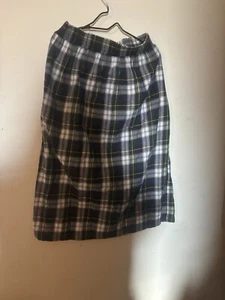 Lands' End Plaid Flannel Skirt Pockets Yellow/blue/green/white Sz M 10-12 - Picture 1 of 6