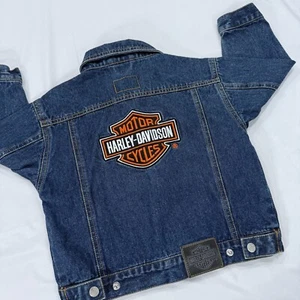 Harley Davidson Kids 4T Jean Jacket Blue Denim Motorcycle Trucker Toddler Patch - Picture 1 of 12