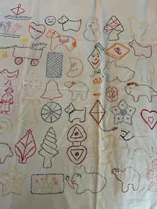 FABULOUS HAND EMBROIDERED CHILDS SHEET WITH WONDERFUL CREATURES - Picture 1 of 5