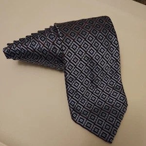 Canali Tie Mens 57x3.75 100% Silk Foulard Woven Blue Geometric Made Italy Luxury - Picture 1 of 7