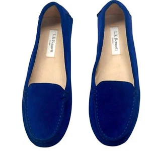 LK Bennett blau Wildleder Driving Loafer Damen 36 (5,5) flach Mokassin Italien neu ohne Etikett - Bild 1 von 6