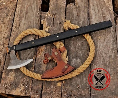 24" Handmade Carbon Steel Ragnar Viking Axe Battle Hatchet Throwing Tomahawk Axe - Image 1 of 3