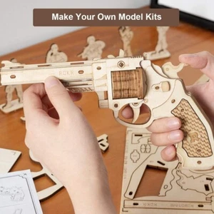 ROKR Wooden Gun 3D Puzzle Toy Revolver Model Assembly Gift for Kids Boy Teens - Picture 1 of 11