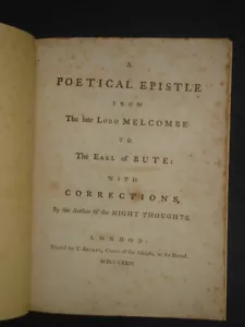 A POETICAL EPISTLE FROM THE LATE LORD MELCOMBE TO THE EARL OF BUTE Scottish 1776 - Imagen 1 de 6