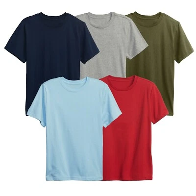 Boys Short Sleeve Crew Neck Premium Soft Cotton Blend TShirt (XS-2XL) NEW 3 PACK - Image 1 of 2