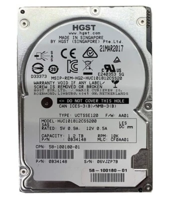 Hitachi HGST 2,5", SAS HDD 1,2TB, 10K RPM - HUC101812CSS200 - Bild 1 von 2