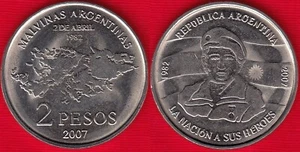 Argentina 2 pesos 2007 km#144 "South Atlantic War" UNC - Picture 1 of 1