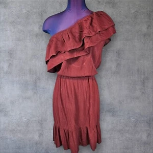 Mossimo Rust Ruffle One Shoulder Blouson Dress Size XL Women's D54 - Picture 1 of 8