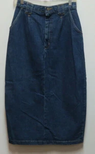 Falda recta occidental de colección jean azul clásico vaquera con cremallera cinturón delantero bucles talla 6 - Imagen 1 de 5