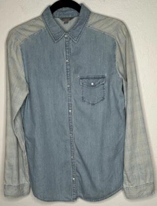 Rubbish Denim Pearl Snap Shirt Sz L Cotton Long Sleeve Classic Western Style - Picture 1 of 7