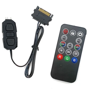Desktop PC ARGB Fan Light Color Switch Adapter 3pin to SATA Cable Remote Control - Picture 1 of 8