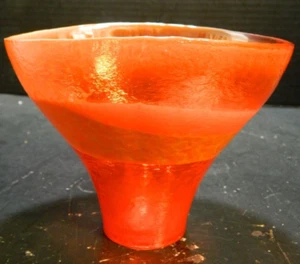 Vintage Orange Global View Vetro Artistico Murano UV Active Art Glass Ovl Bowl 2 - Picture 1 of 11