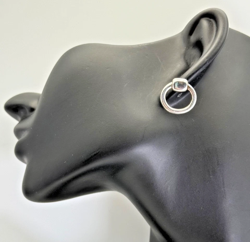 Aretes tipo aro vintage de plata de ley 925 modernos con círculo abierto, 6,78 g Foto 1 de 1