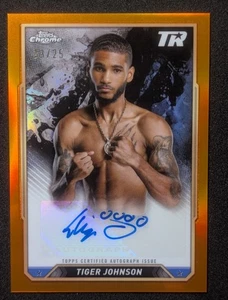 Autógrafo refractor naranja Tiger Johnson boxeo cromado Topps 2024/25 #CBA-DTJ - Imagen 1 de 13