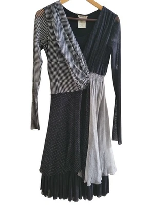 Fuzzi John Paul Gaultier Black White Hoodstooth Mesh dress size Large Vintage - Image 1 of 4
