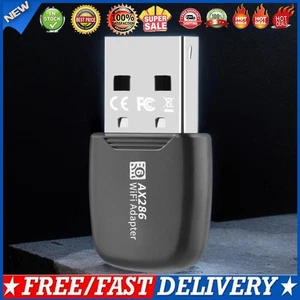 USB WiFi 6 Adapter Wi-Fi Lan Adapter Black Portable For PC/Laptop Windows7/10/11 - Afbeelding 1 van 12