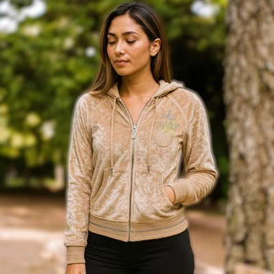 Chaqueta con Capucha Vintage BCBG Max Azria Terciopelo Mujer M Dorado Estrás Llamas Y2K Foto 1 de 4