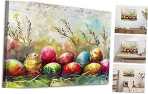 EFONTGSNB Easter Pictures Wall Decor Colorful Eggs Canvas Wall Art for Kitchen - Picture 1 of 7