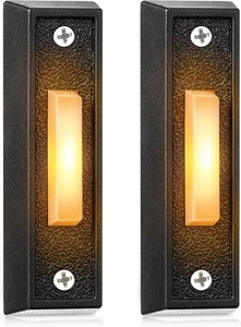 Saillong 2 Pcs Lighted Doorbell Button, Wired Door Bell Black, Warm Light - Picture 1 of 8