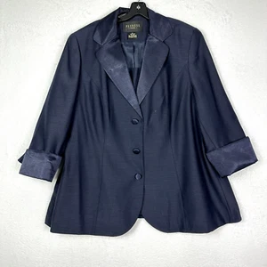 Peeress Collection Women Blazer Sz 20W Navy Shawl Collar Three Button 3/4 Sleeve - Picture 1 of 13