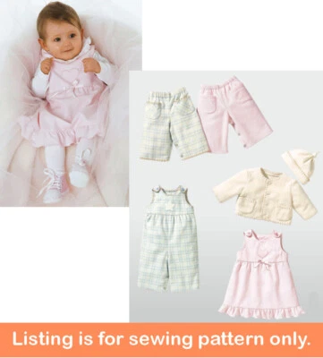 SEWING PATTERN Baby Boy Girl Layette Clothes Jacket Pants Hat Dress Romper 9831 - Image 1 of 3