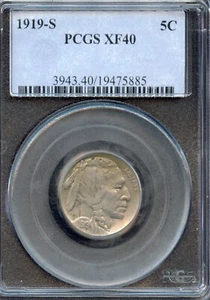 PCGS - Buffalo Nickel - 5c - 1919-S - XF40 - 3943 - Picture 1 of 2