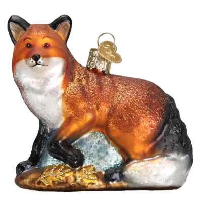 Old World Christmas RED FOX (12189) Glass Ornament w/ OWC Box