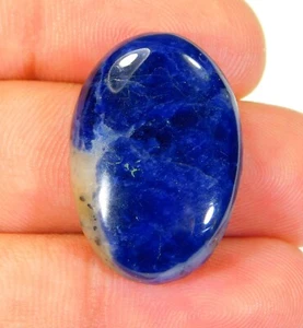 31 CT TOP NATURAL ROYAL BLUE SODALITE OVAL CABOCHON GEMSTONE 29MM CL=01 - Picture 1 of 7
