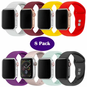 Confezione 8 Per WATCH BAND Cinturino Silicone Gomma Impermeabile Serie 7 6 5 4 3 2 1 - Foto 1 di 15