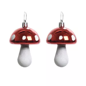 2 Christbaumschmuck 7.5cm Fliegenpilze Weihnachtskugeln Weihnachtsbaumschmuck - Bild 1 von 3
