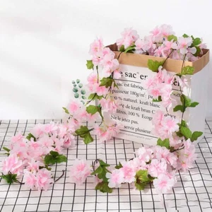 Artificial Hydrangea Garland Vine Wall Hanging Rattan Plant Home Garden Decor - Picture 1 of 17