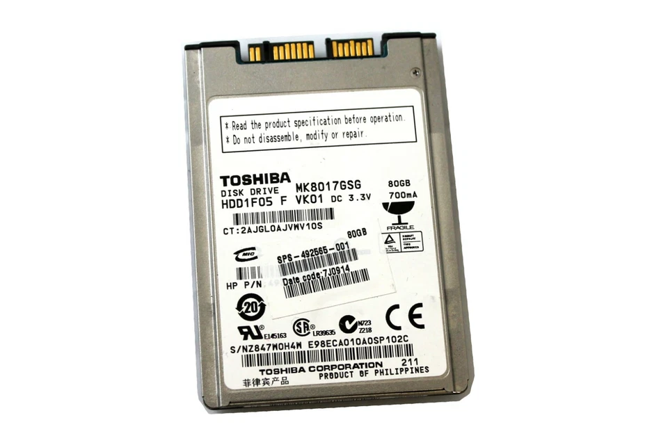 492565-001 HP Toshiba 80GB 1.8" Hard Disk Drive - Image 1 of 1