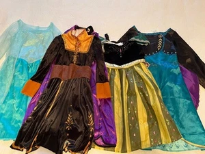 Lot Of 5 Frozen Anna Dress Up Costumes Child Size 4-6 And Shoes - Picture 1 of 21