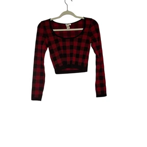 Bozzolo red and black buffalo plaid cropped top size small/medium - Picture 1 of 4